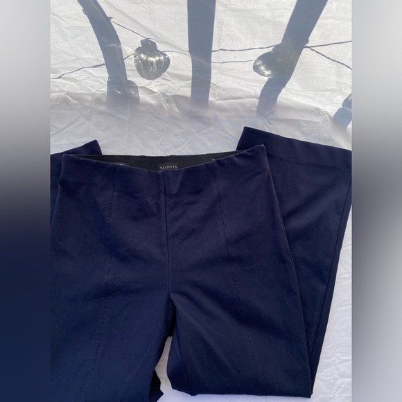 Talbots Portland Trouser Women's Size 12 P Navy Wide Leg Side Zip Dress Crops - Picture 2 of 10